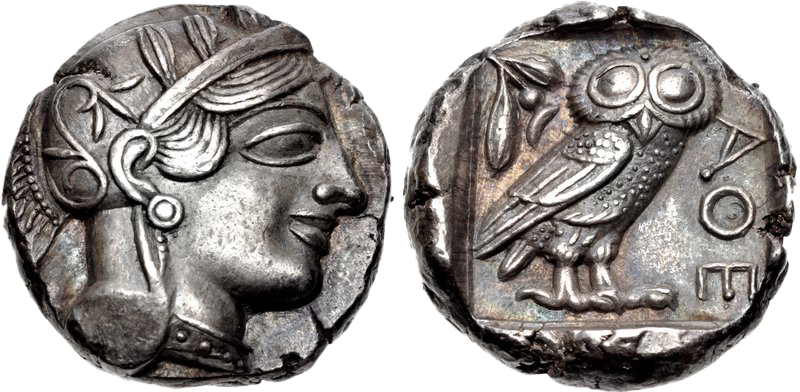 Athenische Tetradrachme mit Abbildung der Eule der Minerva